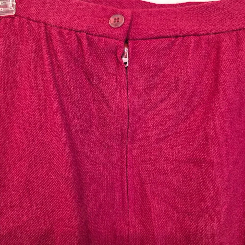 Vintage Wool A Line Midi Skirt Sz 4 Red Deadstock Vibrant Quiet Luxury Office